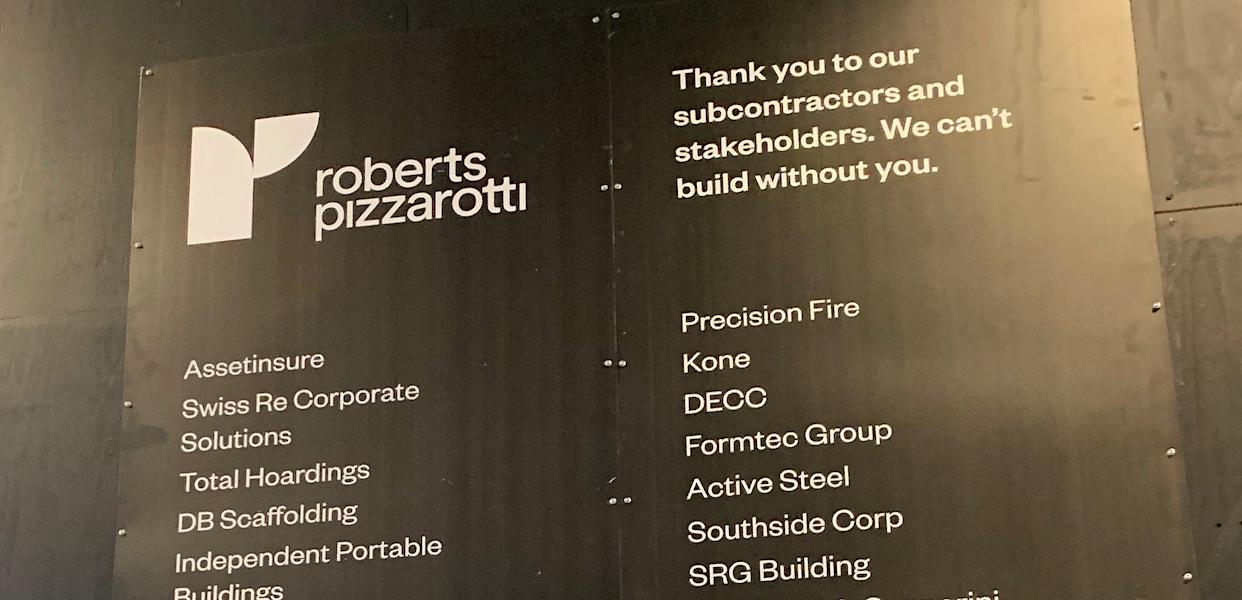 Thank You Sign Installation at Zurich Tower